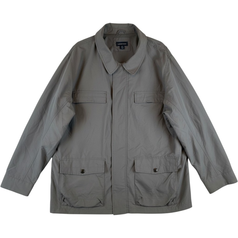 Lands End Mens XXL Gray Nylon Field Jacket Hooded Utility Full Zip Coat 50-52